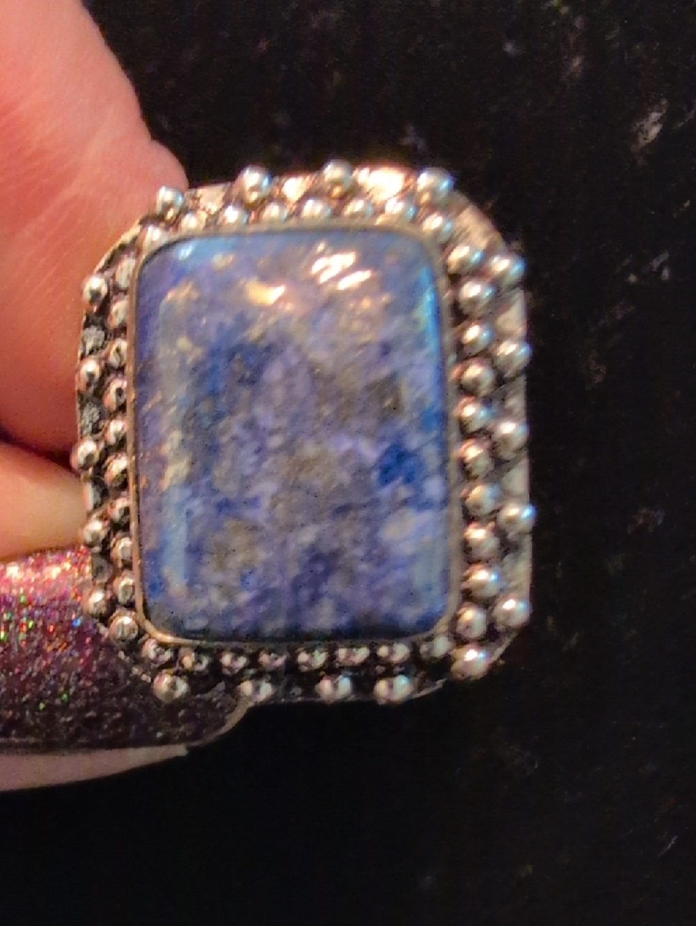 Rectangular Blue Lapis Ring - Picture 5 of 9